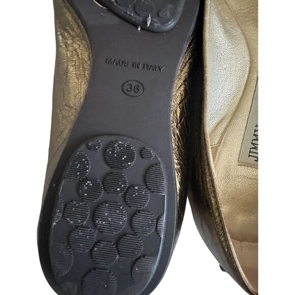 JIMMY CHOO Bronze Gold Leather Captoe Ballet Flats Size 36 - Picture 8 of 8